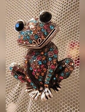 CUTE MULTI COLOR FROG BROOCH NEW WITH TAG